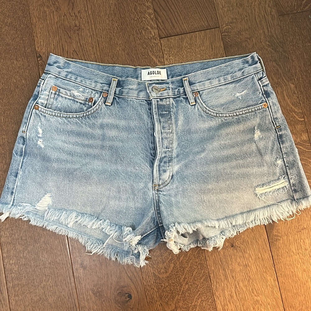Agolde Light Blue Jean Shorts - Picture 2 of 11